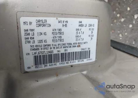 1996 Jeep Cherokee Sport из США, поврежденный, VIN 1J4FJ67S3TL124665